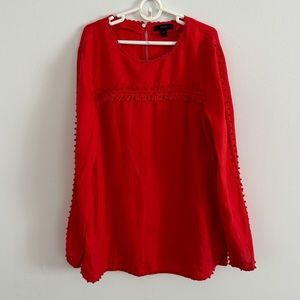 J. Crew Embroidered Red 100% Linen Top Size 2 Tall